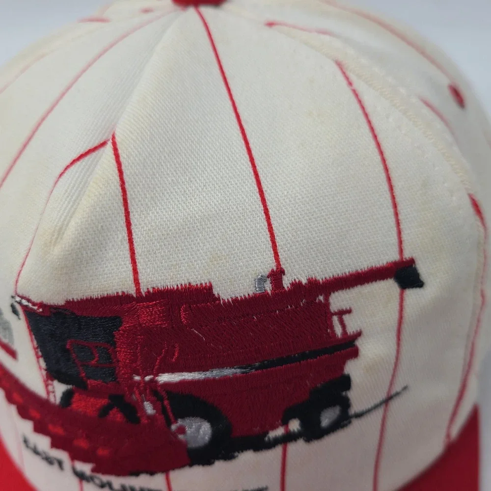 Vintage Case IH Hat Snapback K-Products White Red Pinstripes East Moline‎ Plant
